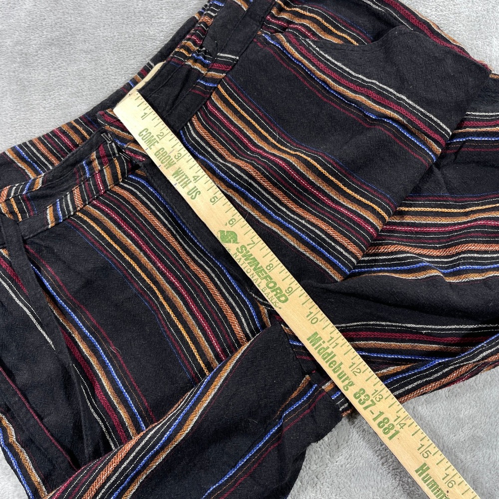 Democracy Crop Pants Womens 12 Black Striped Flex-ellent Raw Hem Wide Leg Boho - Picture 5 of 11